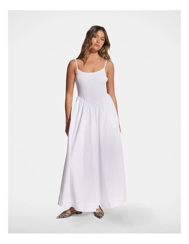 DecjubaPippa Shirred Maxi Dress in White | Myer