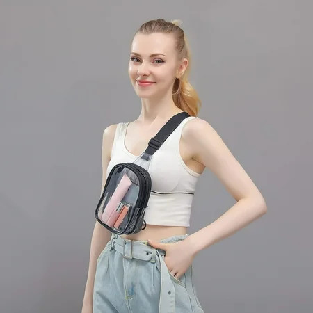 TOPRenddon Small Sling Bag for Men Women One Strap Shoulder Crossbody Backpack，New PVC Transparent Chest Bag Horizontal Mini Travel One Shoulder Crossbody Outdoor Sports Bag | Walmart (US)