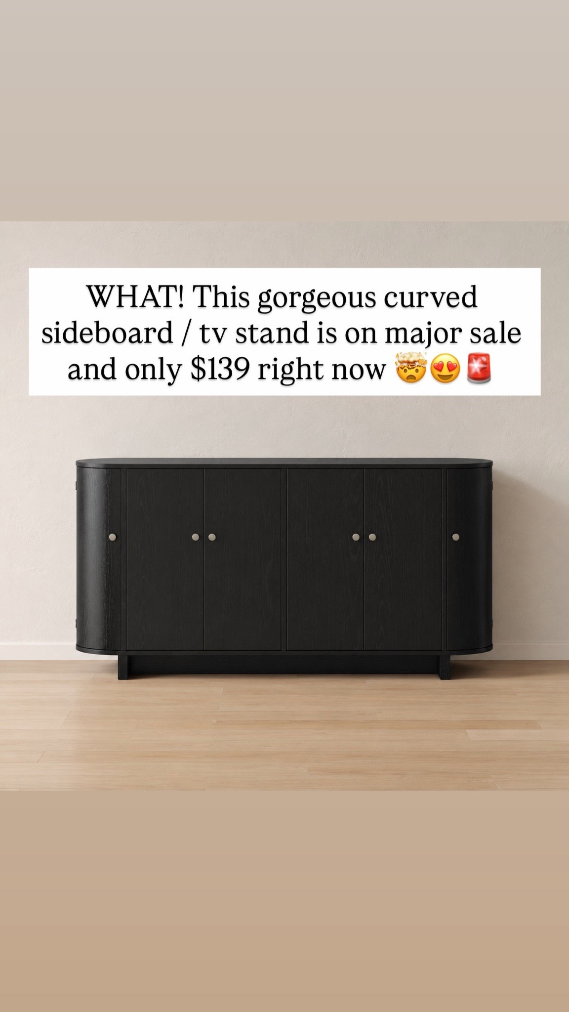 WHAT! This gorgeous curved sideboard / tv stand is on major sale and only $139 right now 🤯😍🚨