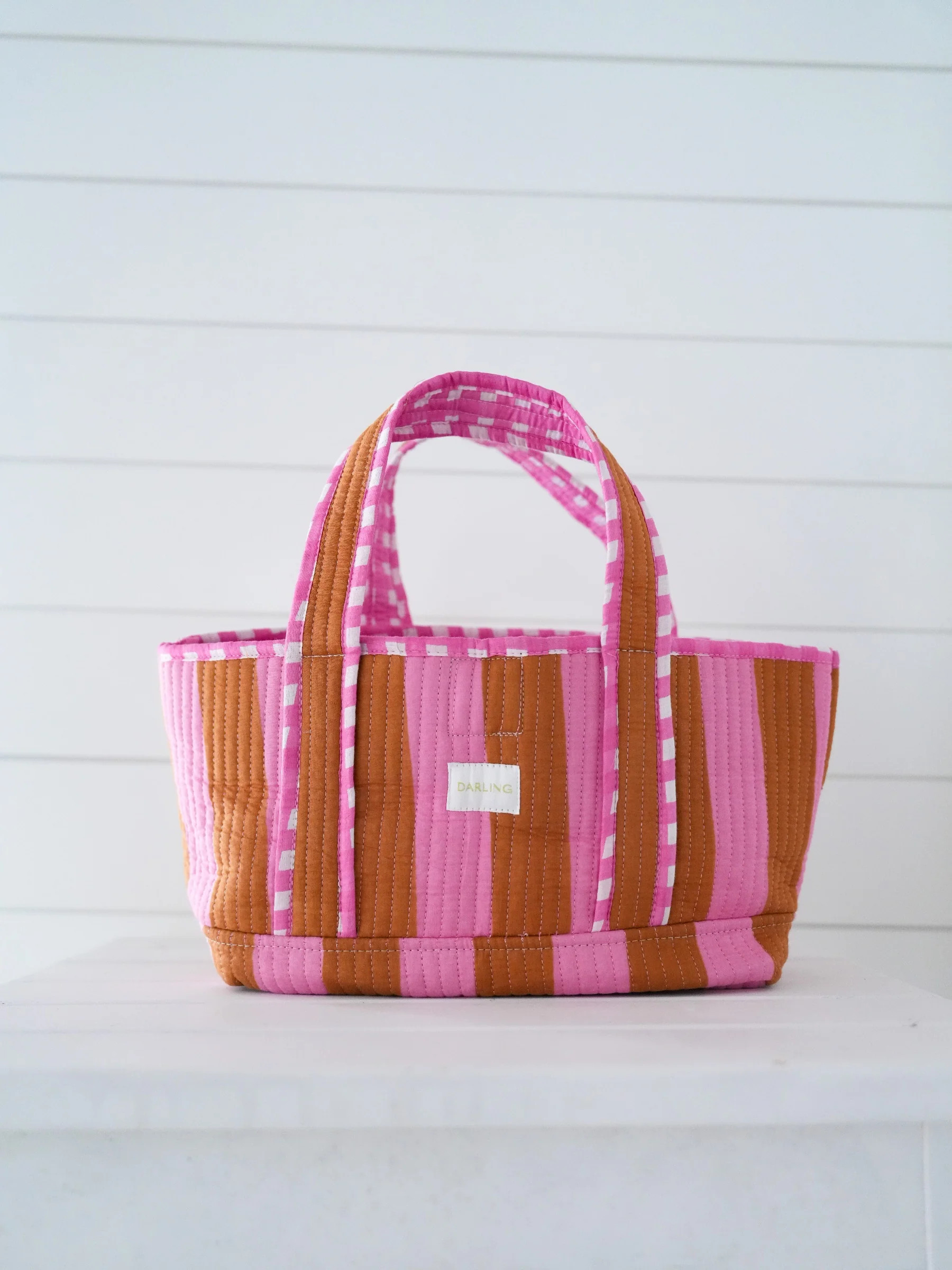 Olivia Tote - Pink Saddle Stripe | Darling Loungewear