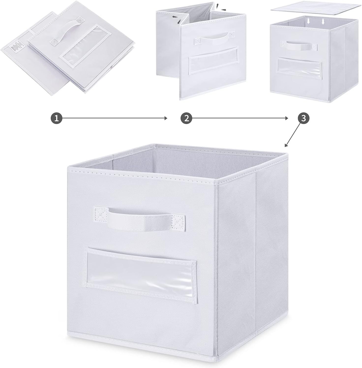 artsdi Set of 10 Storage Cubes, Foldable Fabric Cube Storage Bins with 10 Labels Window Cards & a... | Amazon (US)