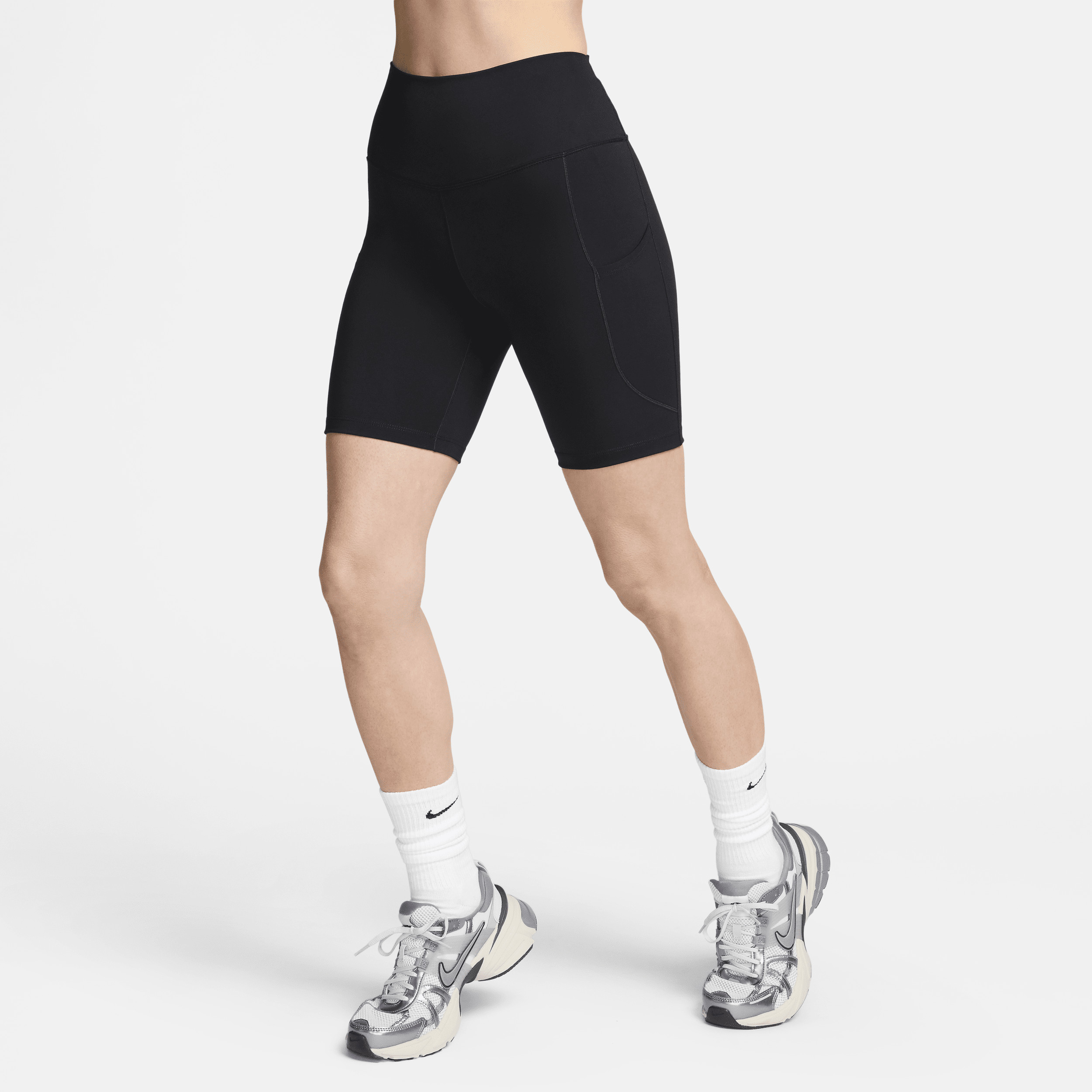 Nike Women's One High-Waisted 8" Biker Shorts with Pockets in Black | FZ6758-010 | Nike (US)