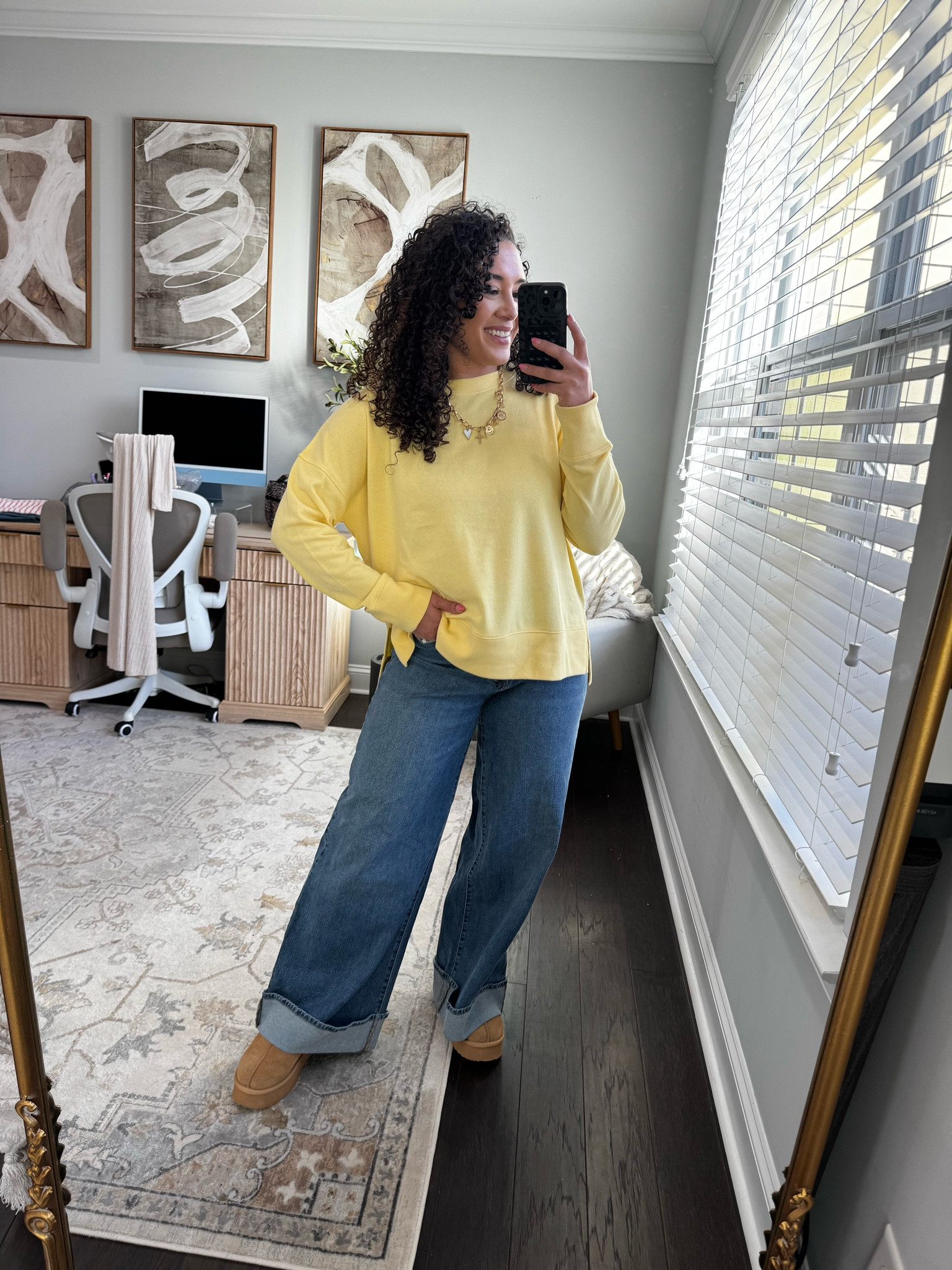 Size large sweater and 10 jeans the jeans are a bit long I’m only 5”4 #walmart #walmartfashion