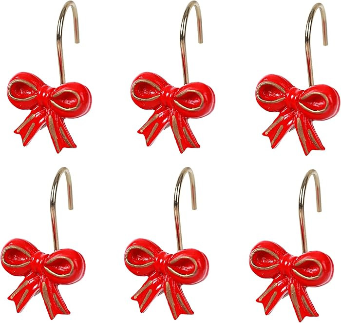Two Fish Home Fashions Xmas Bowknot Shower Curtain Hook Set of 12 Decorative Christmas Resin Show... | Amazon (US)