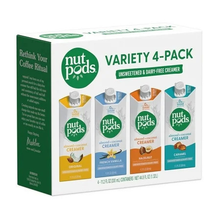 nutpods Variety Pack (Original, French Vanilla, Hazelnut and Caramel) Unsweetened Dairy-Free Coffee Creamer 11.2oz 4-pack | Walmart (US)