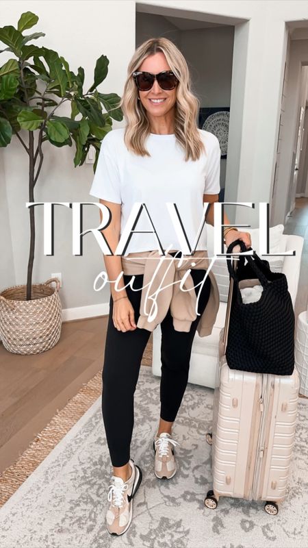 Travel outfit
Joggers
White tee
Luggage
Sneakers 
Airport outfit


#LTKfindsunder50 #LTKfindsunder100 #LTKsalealert