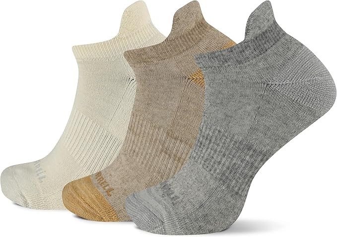 Merrell Unisex Trekker Outdoor Low Cut Tab Sock 3 Pair Pack, Tan Assorted, M/L | Amazon (US)
