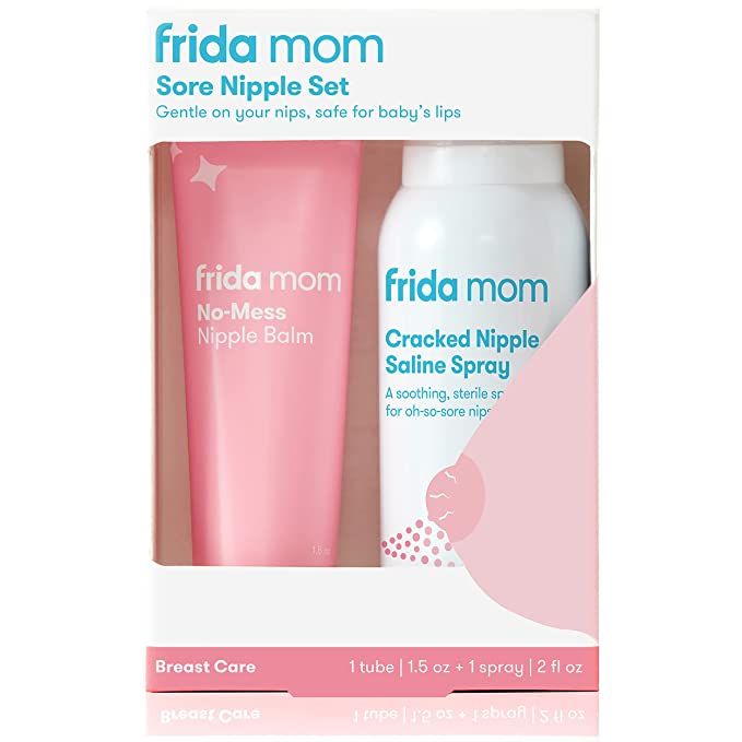 Frida Mom Sore Nipple Set | Cracked Nipple Saline Spray, No-Mess Nipple Balm | 2 Piece Set | Brea... | Amazon (US)