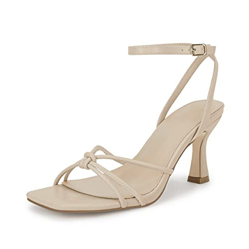LAICIGO Women's Square Open Toe Heeled Sandals Stiletto Kitten Heel Ankle Buckle Strap Slingback ... | Amazon (US)