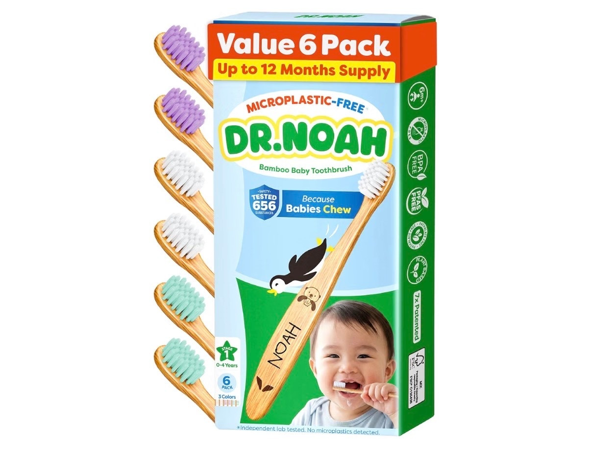 Dr. Noah Microplastic-Free Bamboo Baby Toothbrush, Dentist Designed, 6 Pack
656 Substances Safety Tested | BPA, PFAS & Phthalate Free | Extra Soft Bristles | Infant to Toddler, 6-12 Months, Age 2-4

Nontoxic kids toothbrush

#LTKBaby #LTKKids
