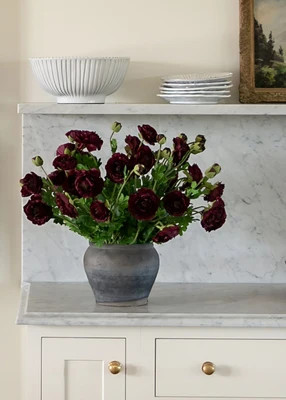 Artificial Ranunculus Flower Bush in Aubergine - 19" | Afloral
