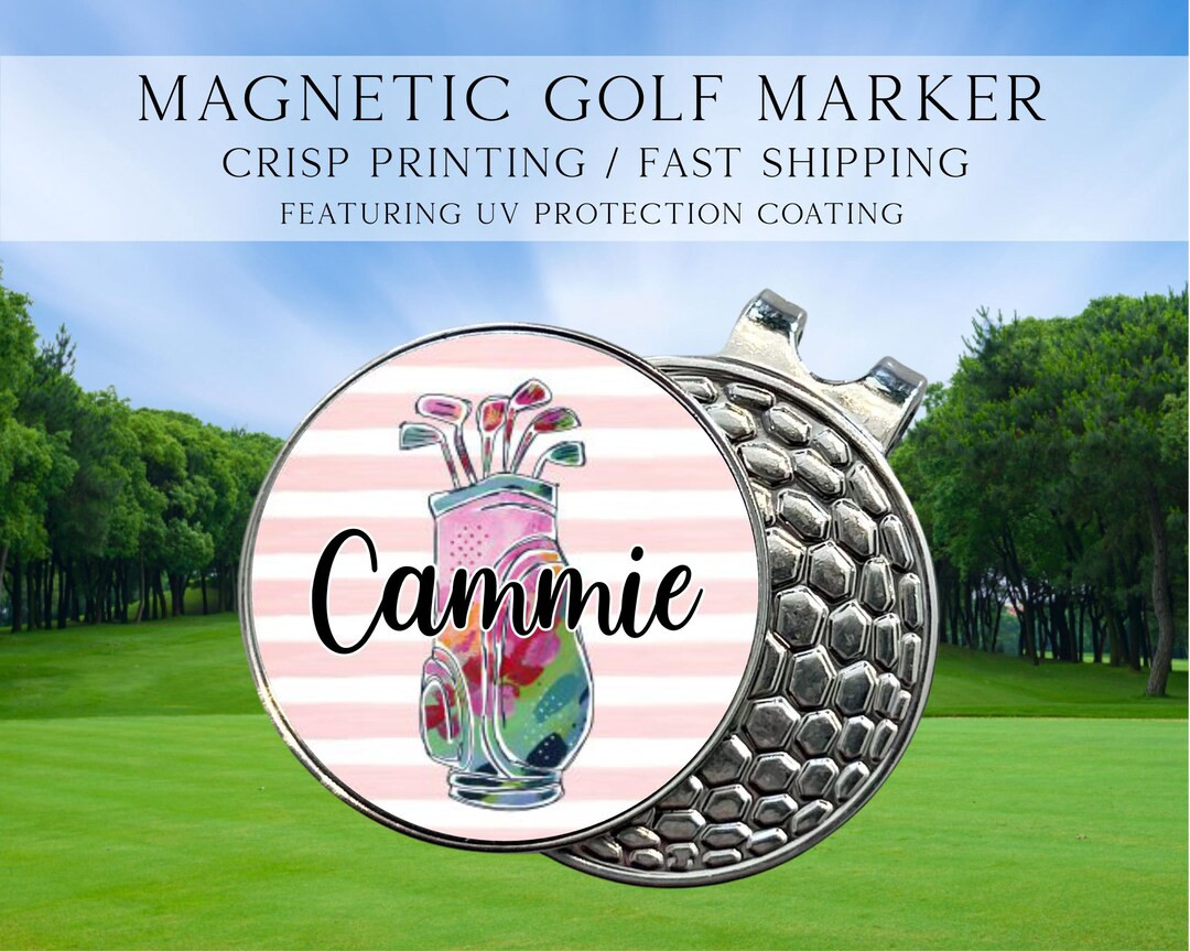 Personalized Pink Striped Golf Marker, Golf Marker and Clip Set, Custom Golf Gifts for Her, Custo... | Etsy (US)