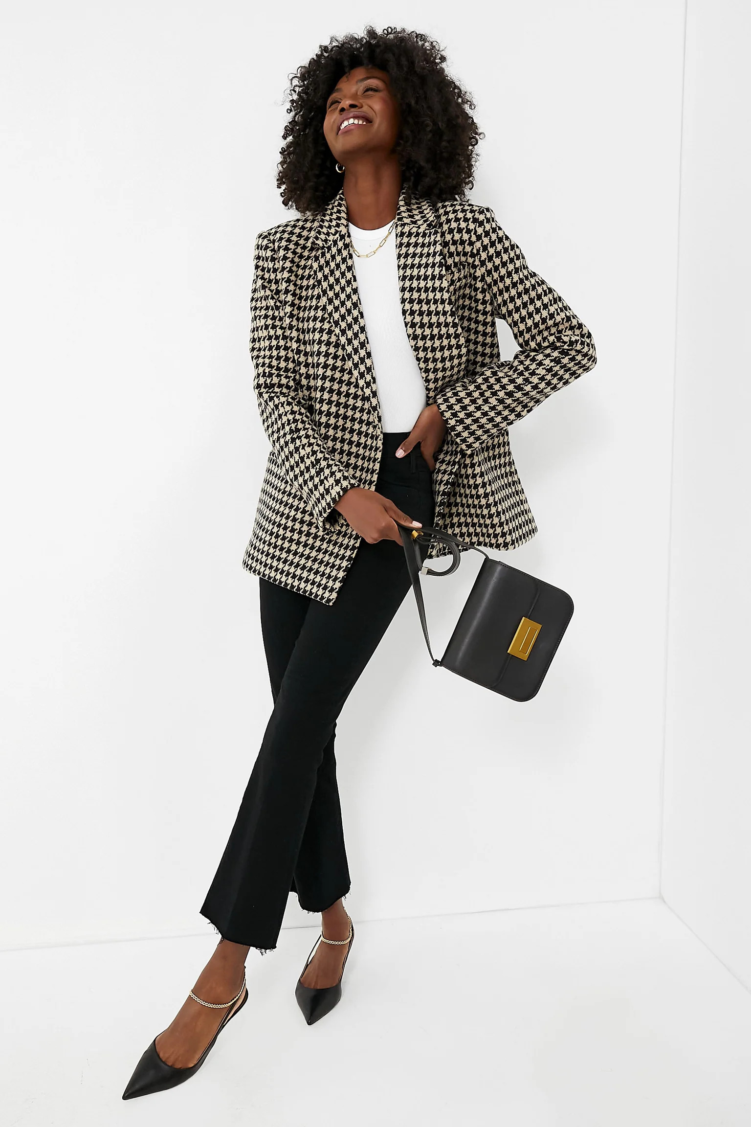 Black and Nude Houndstooth Kaia Blazer | Tuckernuck (US)