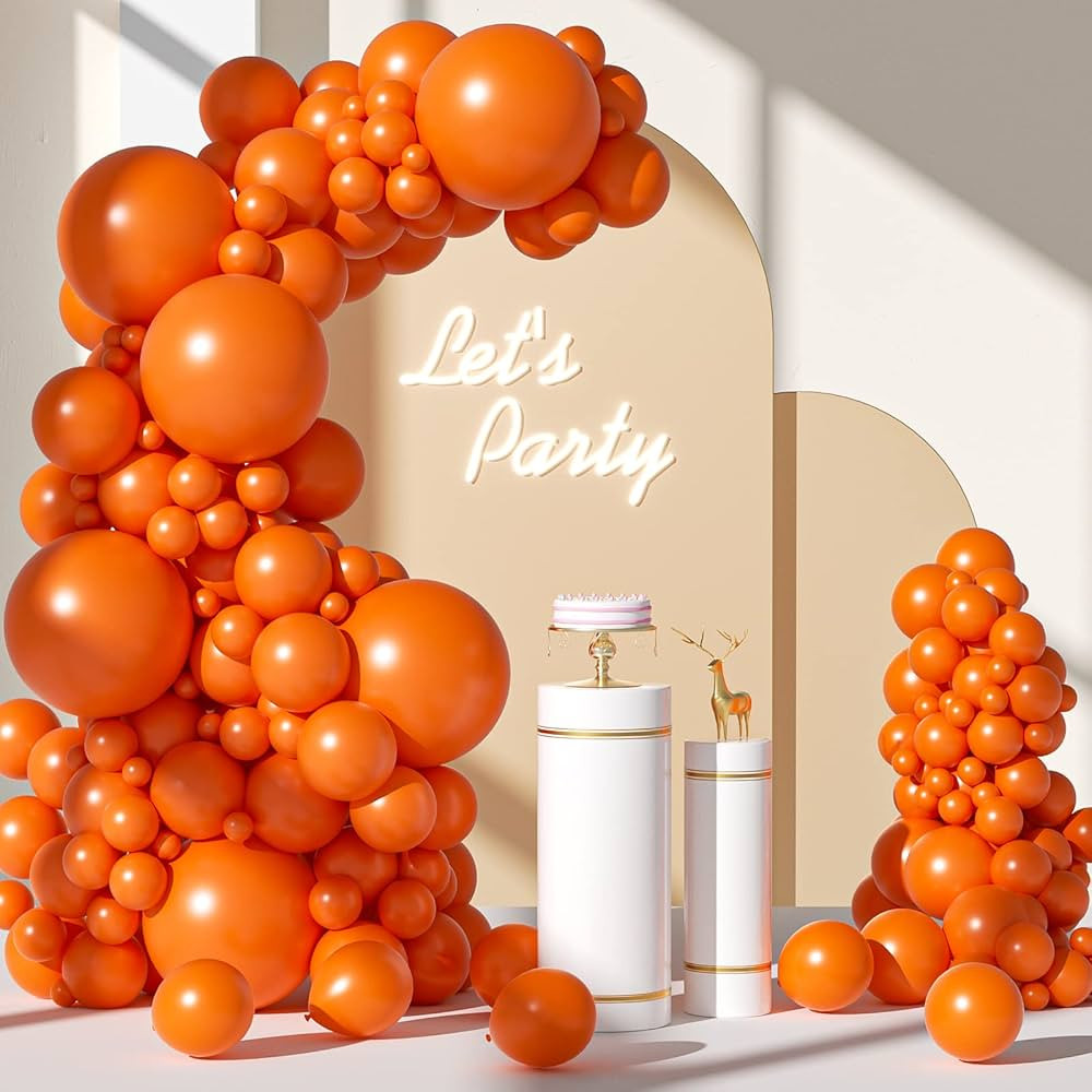 FOTIOMRG 110pcs Orange Balloon Garland Arch Kit, 18 12 10 5 inch Orange Latex Balloons Different Sizes Pack for Birthday Graduation Baby Shower Halloween Christmas Wedding Party Decorations | Amazon (US)