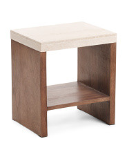 20x22.5 Marble Top Wood Side Table With Lower Shelf | Marshalls