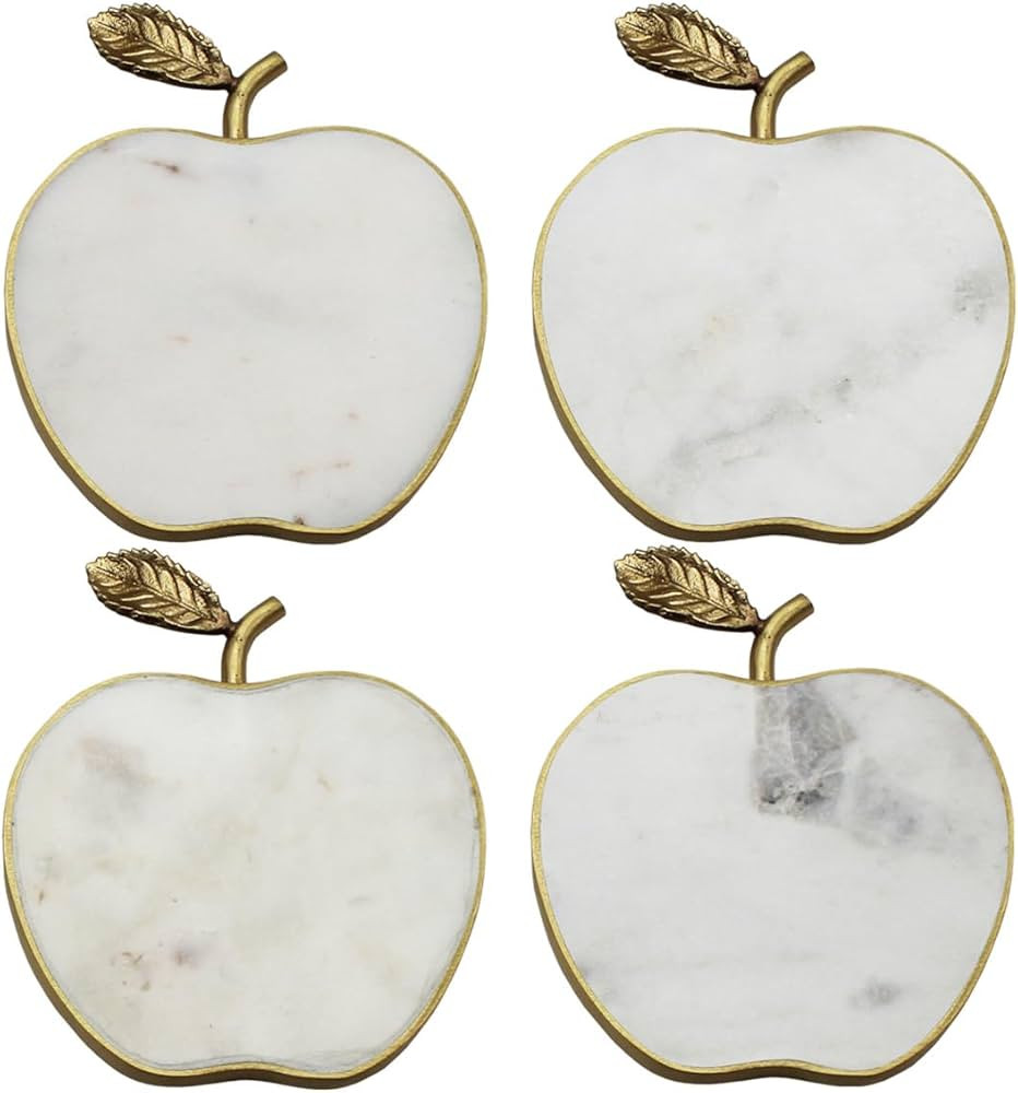 Godinger Apple Coasters, Beer Coasters, Marble Coasters Coasters Set of 4, White - Modern Home De... | Amazon (US)