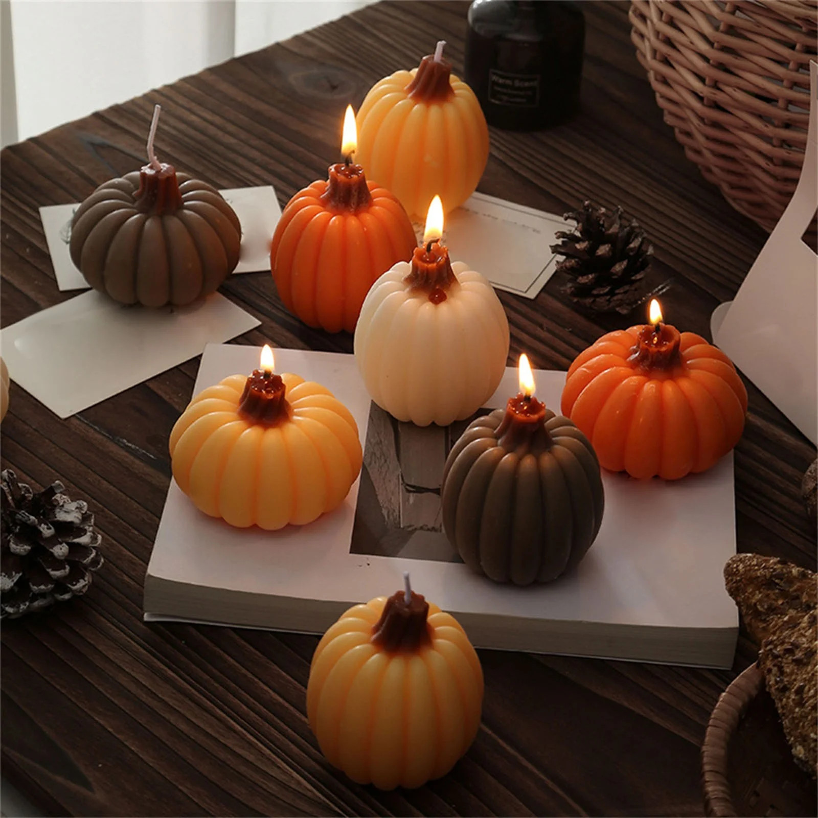 Halloween Pumpkin Candles, Halloween Pumpkin Spice Candle Decoration Indoor Outdoor, Scented Cand... | Walmart (US)