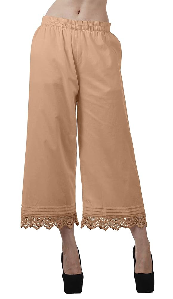 Solid Color Lace Ankle Length Palazzo Pants for Women Wide Leg Bottoms | Amazon (US)