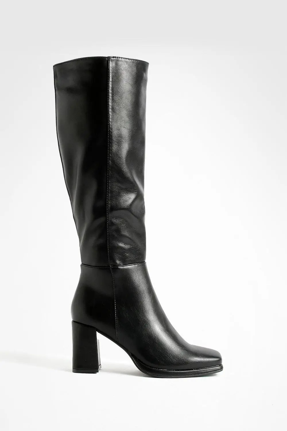 Black Wide Fit Block Heel Knee High Boots | Boohoo | Boohoo.com (UK & IE)