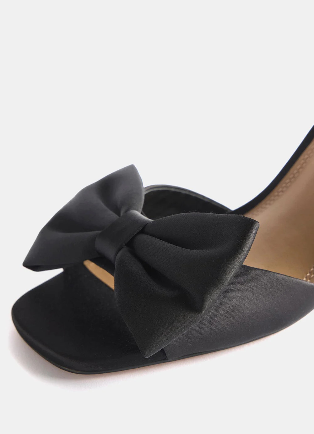 Noa Black Satin Bow Detail High Heels | Mint Velvet