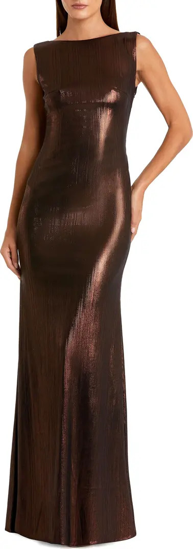Metallic Cowl Back Column Gown | Nordstrom