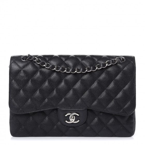 CHANEL Caviar Quilted Jumbo Double Flap Black | Fashionphile