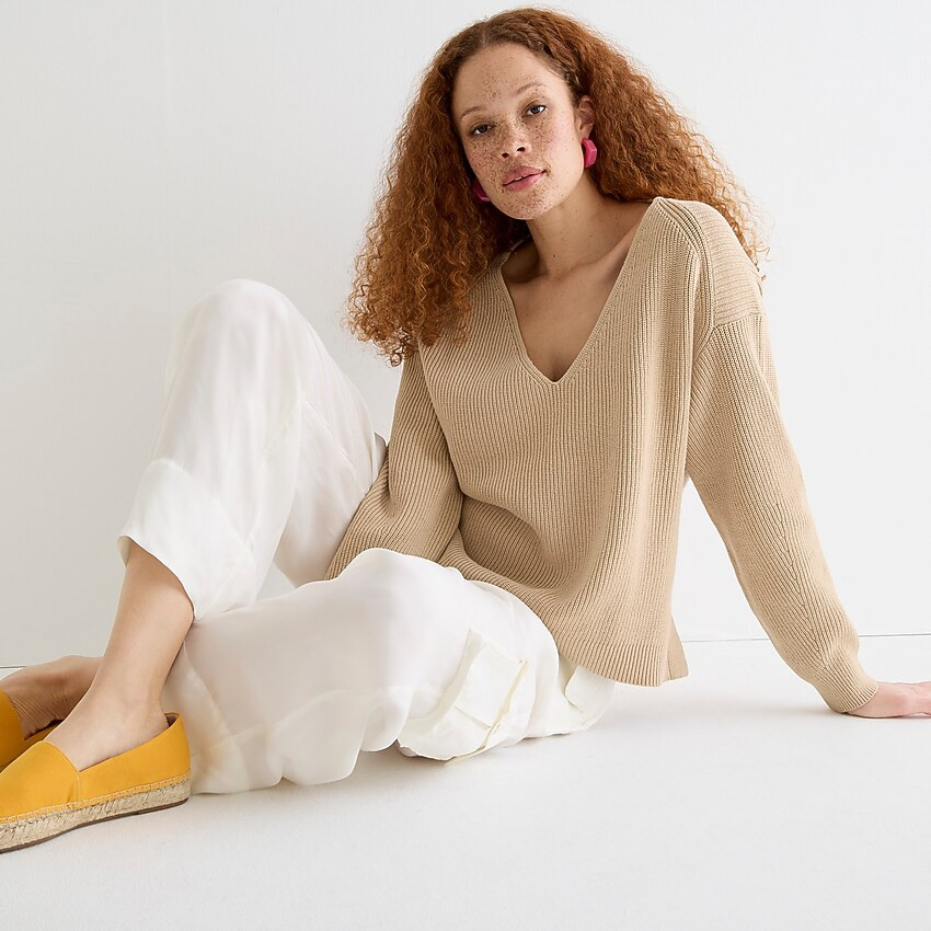 Ribbed V-neck beach sweater | J. Crew US