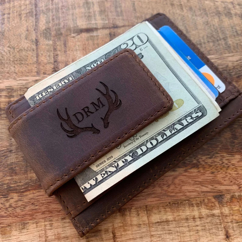 Teen Boy Money Clip Leather Wallet, Personalized Teenager Boy Gifts, Money Clip for Son From Mom ... | Etsy (US)