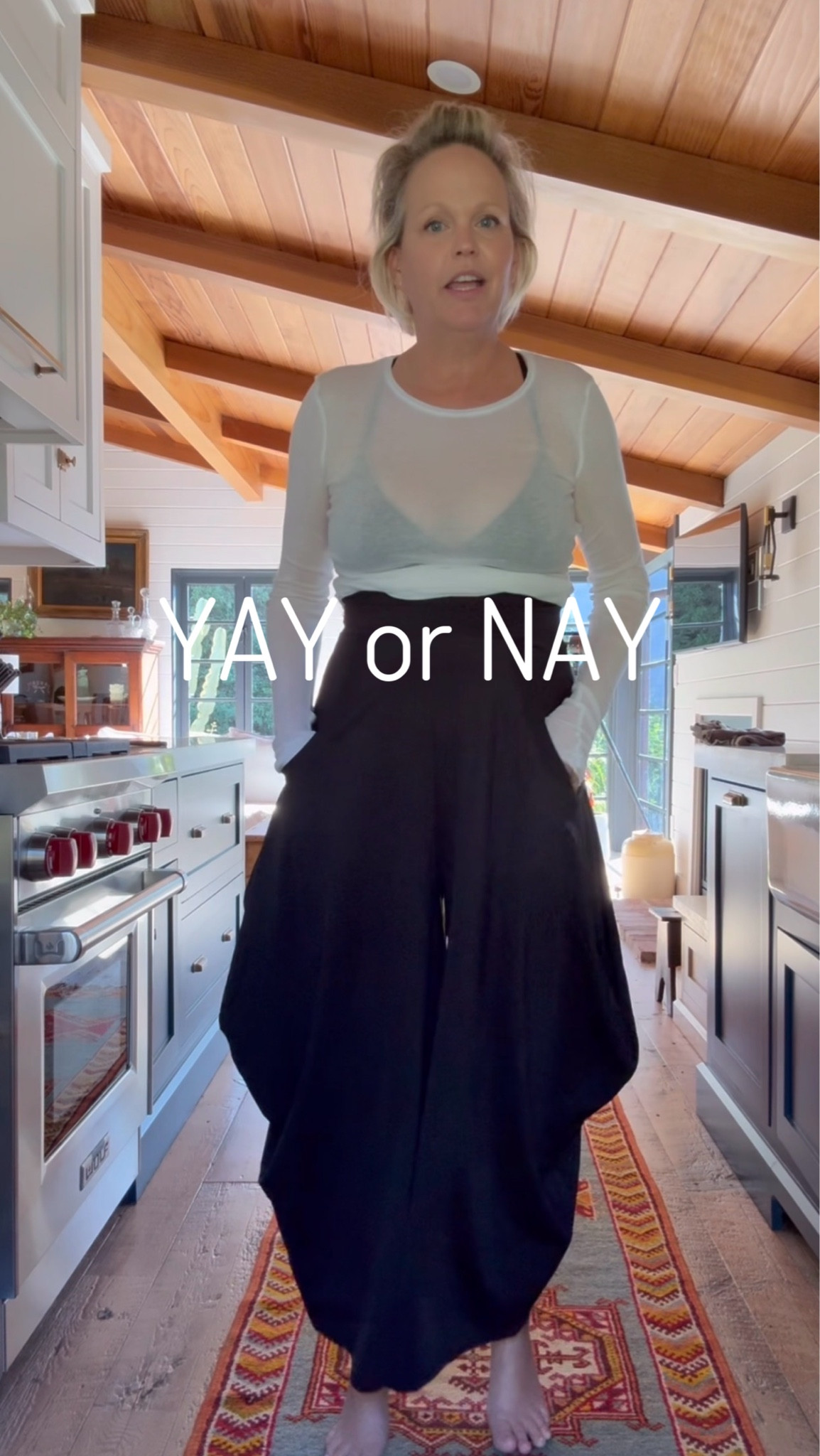 My thought is bigger pants will balance out  the fluffed up middle - optical illusions 😎 but have I gone too far? 

#LTKActive #LTKOver40