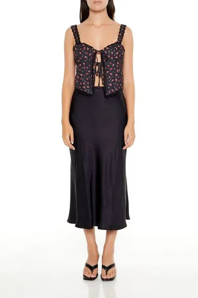 Satin Slip Midi Skirt | Forever 21