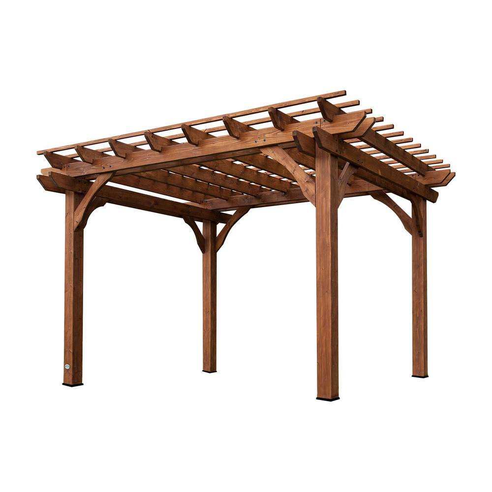 Backyard Discovery 10 ft. x 12 ft. Cedar Pergola, Brown | The Home Depot