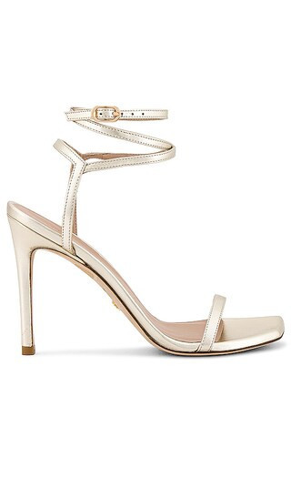 Stuart Weitzman x REVOLVE Barelynudist 100 Sandal in Metallic Gold. - size 9 | Revolve Clothing (Global)