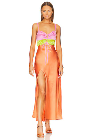 Show Me Your Mumu Calloway Cut Out Dres in Cantaloupe Luxe Satin from Revolve.com | Revolve Clothing (Global)