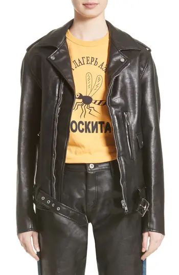 Women's Junya Watanabe Faux Leather Moto Jacket, Size X-Small - Black | Nordstrom