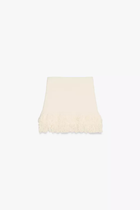 FRINGED CHECK KNIT SKIRT | Zara UK