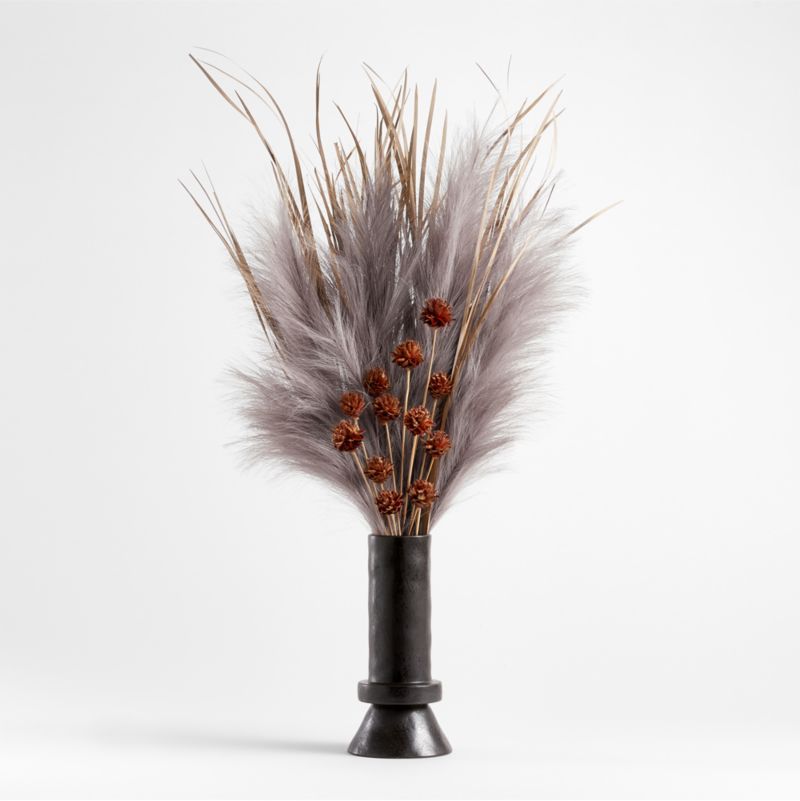 Dried Floral Arrangement in Black Brutalist Vase | Crate & Barrel | Crate & Barrel