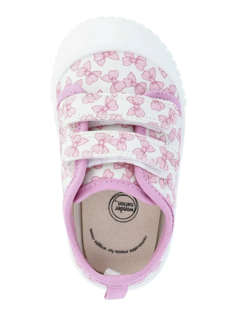 Wonder Nation Baby and Toddler Girls Two Strap Bump Toe Sneakers | Walmart (US)