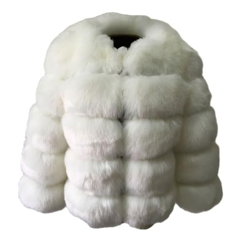 PengGengA Damen Kunstpelz Mantel Faux Pelz Winterjacke Kunstfell Oberbekleidung Offener Front Crop Dicker Parka Wintermantel Warm Plüschjacke - Weiß, XL | Amazon (DE)