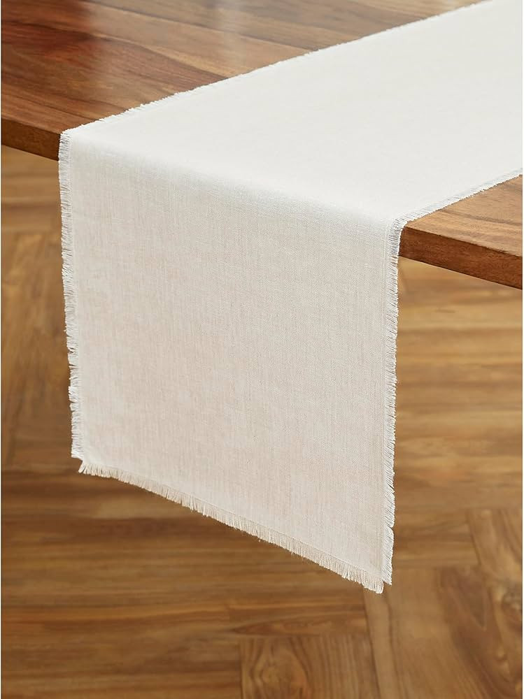 Solino Home Fringe Linen Table Runner 36 Inch – 100% Pure Linen Light Natural Table Runner 14 x... | Amazon (US)