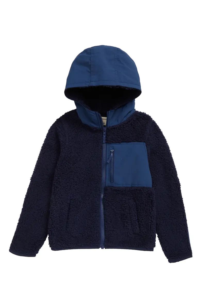Kids' Bear It Hooded Mixed Media High-Pile Fleece Jacket | Nordstrom
