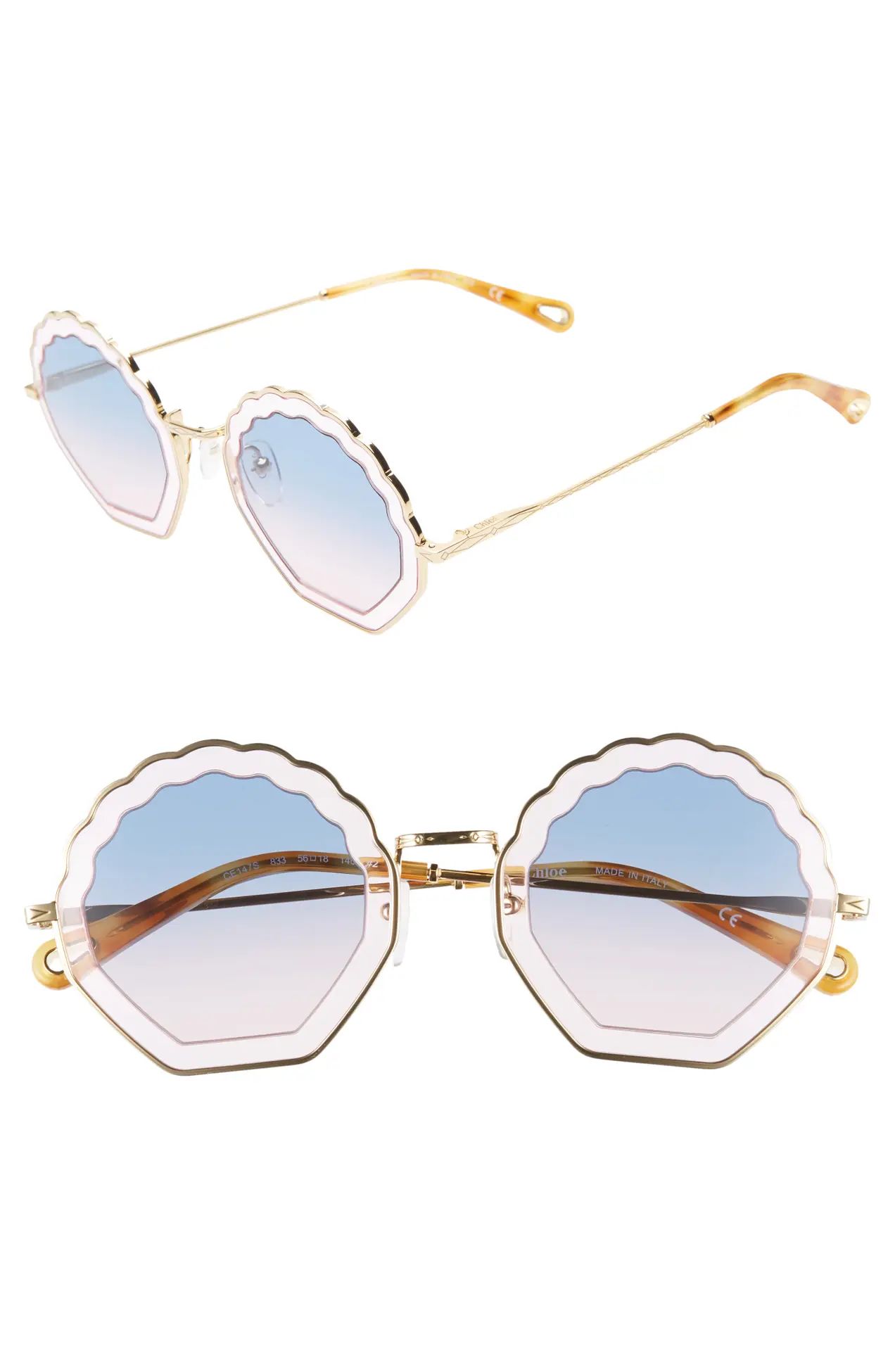 Chloe | Tally Scalloped Seashell 56mm Sunglasses | Nordstrom Rack | Nordstrom Rack