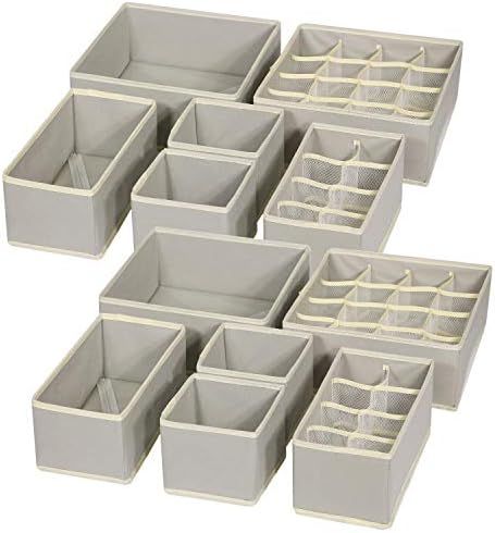 TENABORT 12 Pack Foldable Drawer Organizer Dividers Cloth Storage Box Closet Dresser Organizer Cu... | Amazon (US)
