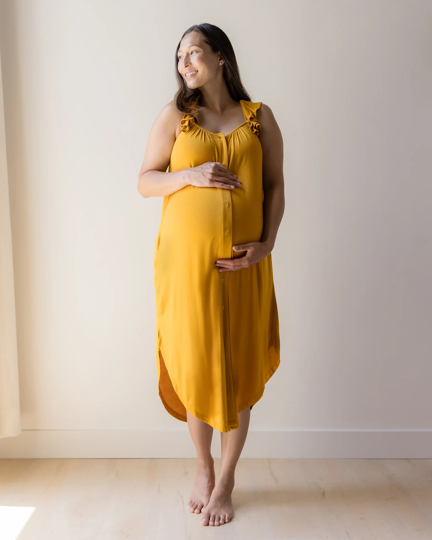 Ruffle Strap Labor & Delivery Gown | Black - Kindred Bravely | Kindred Bravely