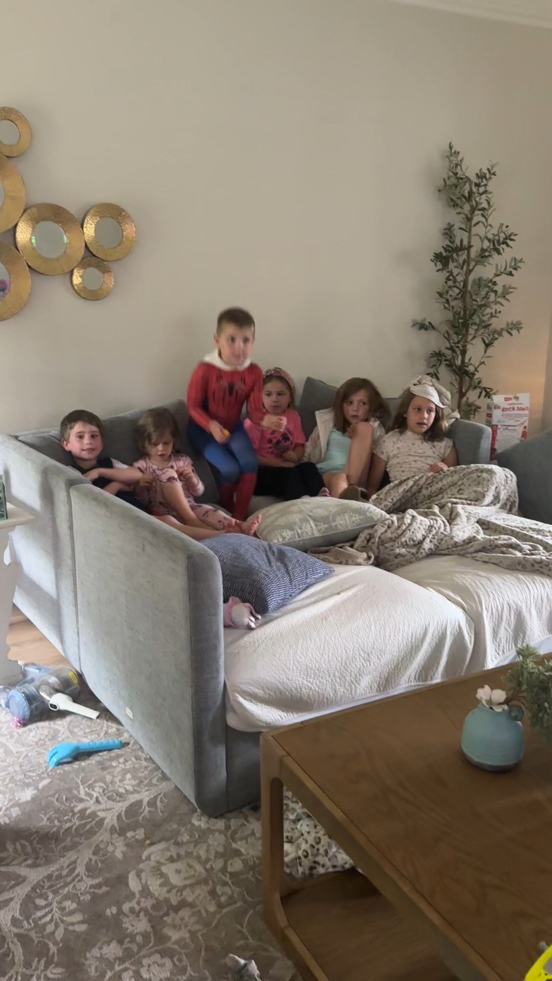 Loving our modular couch from Walmart that you can move to several different layouts! We put a mattress protector on top, popped some pop corn, & threw in some squishmallows!! Perfect for a movie night! ✨🙌🏼

#LTKKids #LTKHome #LTKSummerEdit