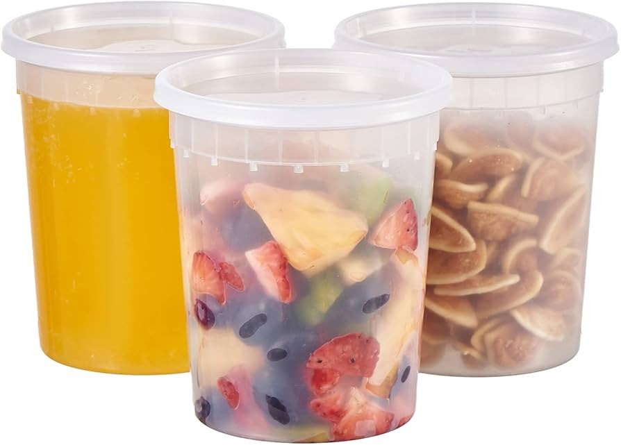 32oz Plastic Deli Containers, 24 Sets - Leakproof, Stackable, BPA Free, Microwavable, Freezer Saf... | Amazon (US)