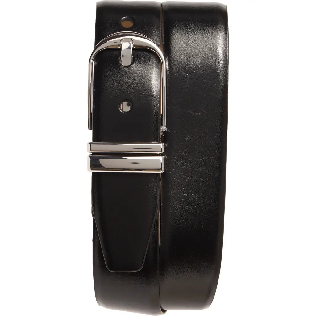 Nordstrom Leather Belt in Black- Silver at Nordstrom, Size Large | Nordstrom