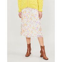 High-waist floral-print silk-devoré midi skirt | Selfridges