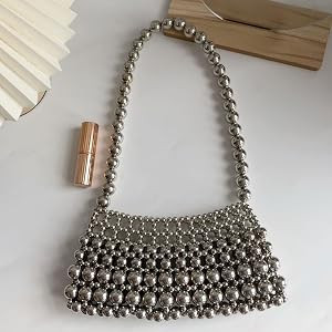 YEZILUU Pure handmade beaded weaving bags pearl bags dopamine style ladies crossbody clutch for m... | Amazon (US)