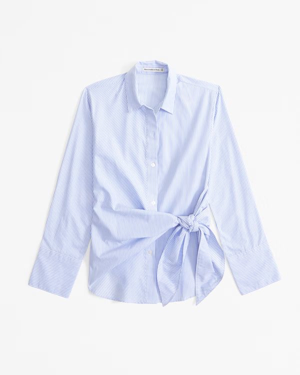 Long-Sleeve Relaxed Side-Tie Shirt | Abercrombie & Fitch (US)