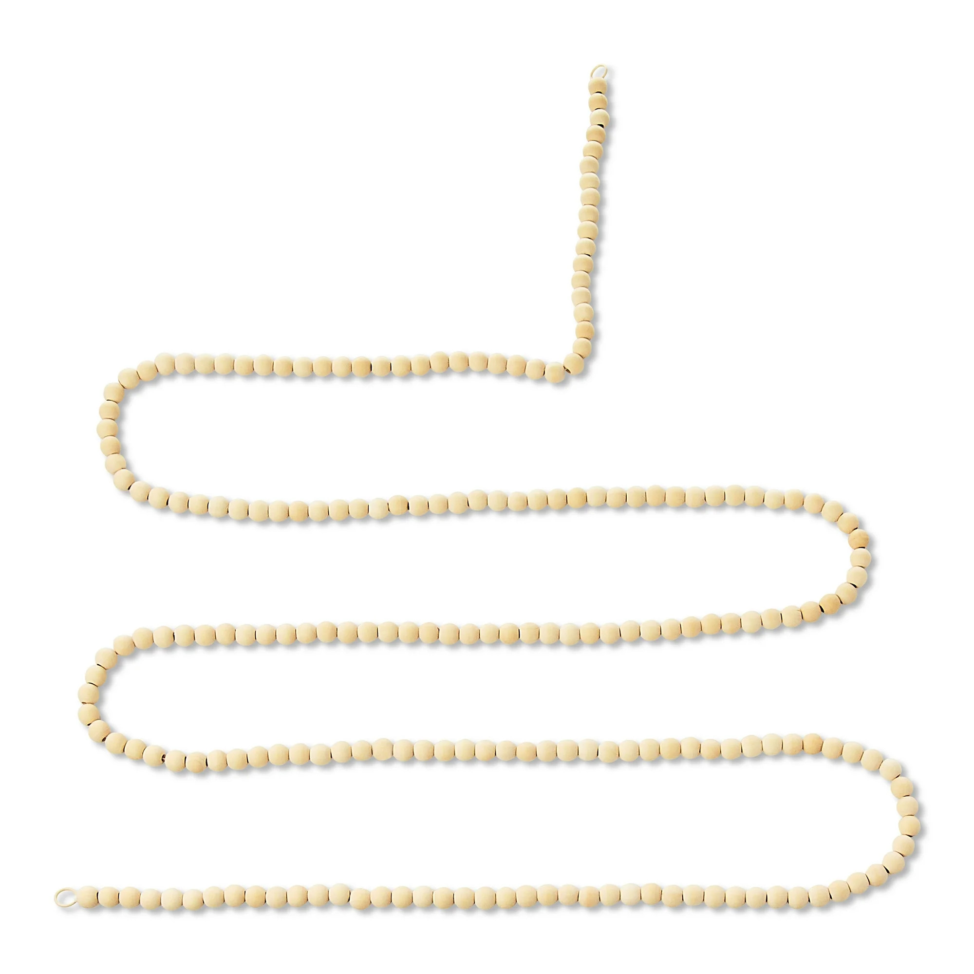 Natural Round Wood Bead Christmas Garland, Beige, 9', by Holiday Time | Walmart (US)